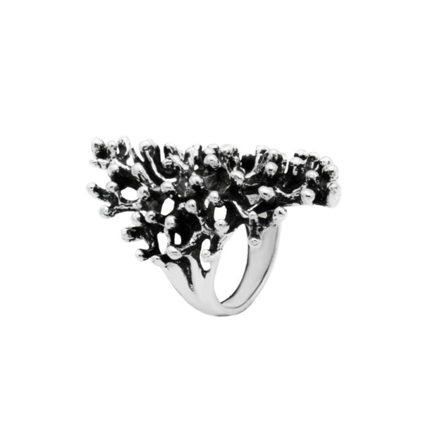 anillo coral en plata de ley 925