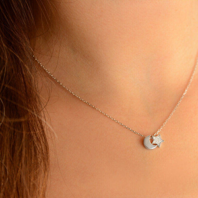 Collar Luna Estrella Plata de Ley 925 Parati